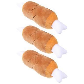 3er-Packung orangefarbene Plüschknochen-Kauspielzeuge für Hunde