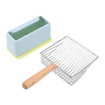 Cat Litter Scoop with Ergonomic Wooden Handle, Fast Sifting Stainless Steel Poop Scooper for Heavy Duty and Easy Cleaning