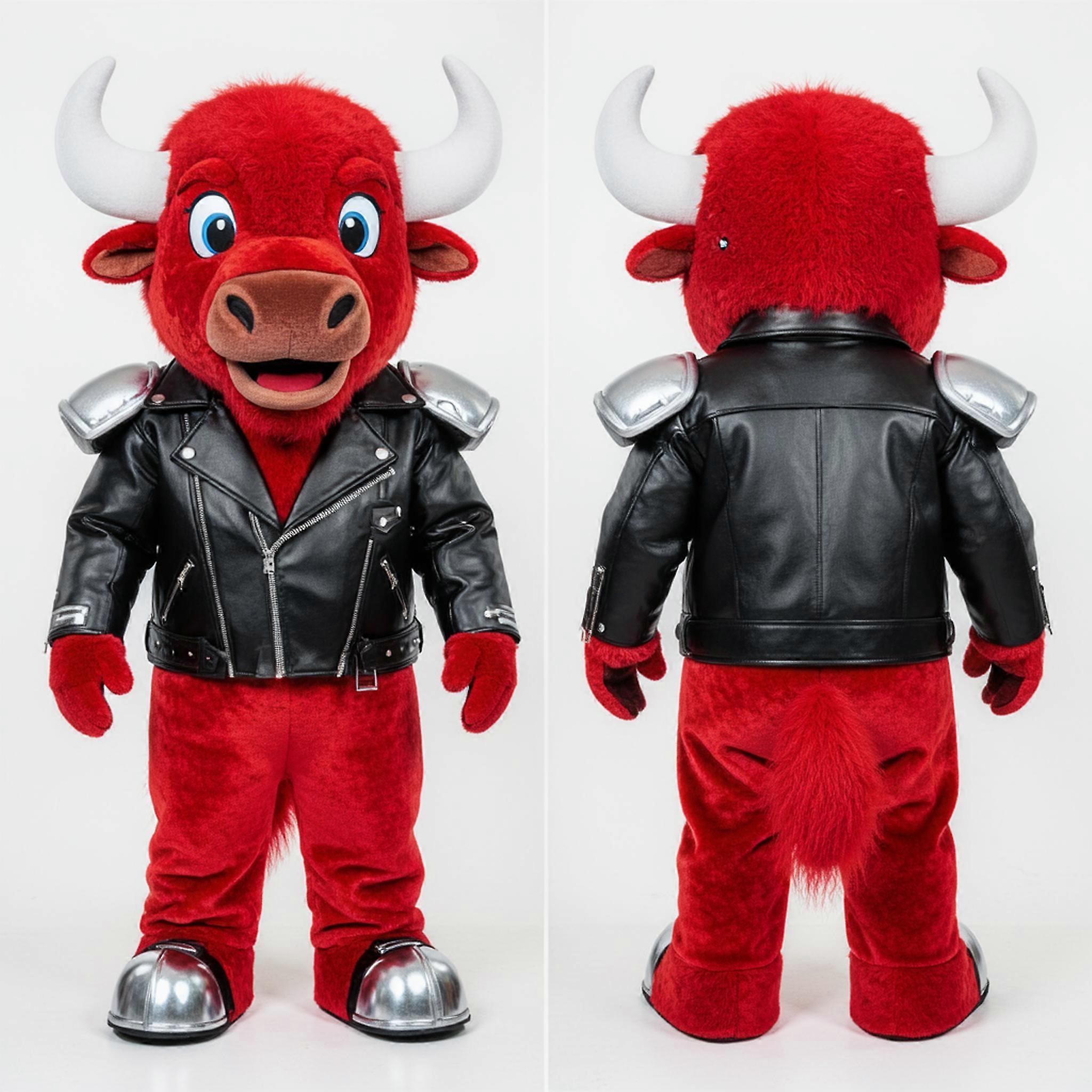 MASTICOT Velvety Red Biker Bison Mascot