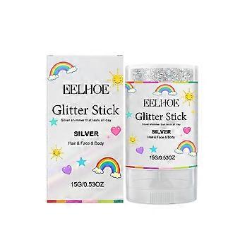 2 stuks zilveren glittersticks, metallic glans, fijne glitter, laat geen deeltjes los, gemakkelijk aan te brengen en in laagjes te combineren