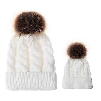 Outdoor Damen Winter Thermo Strick Wolle Twist Skimütze (weiß)1 Stück
