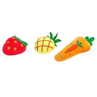 Plush Catnip Toy Fruit Strawberry Pineapple Carrot for Pet 6Pcs Pack