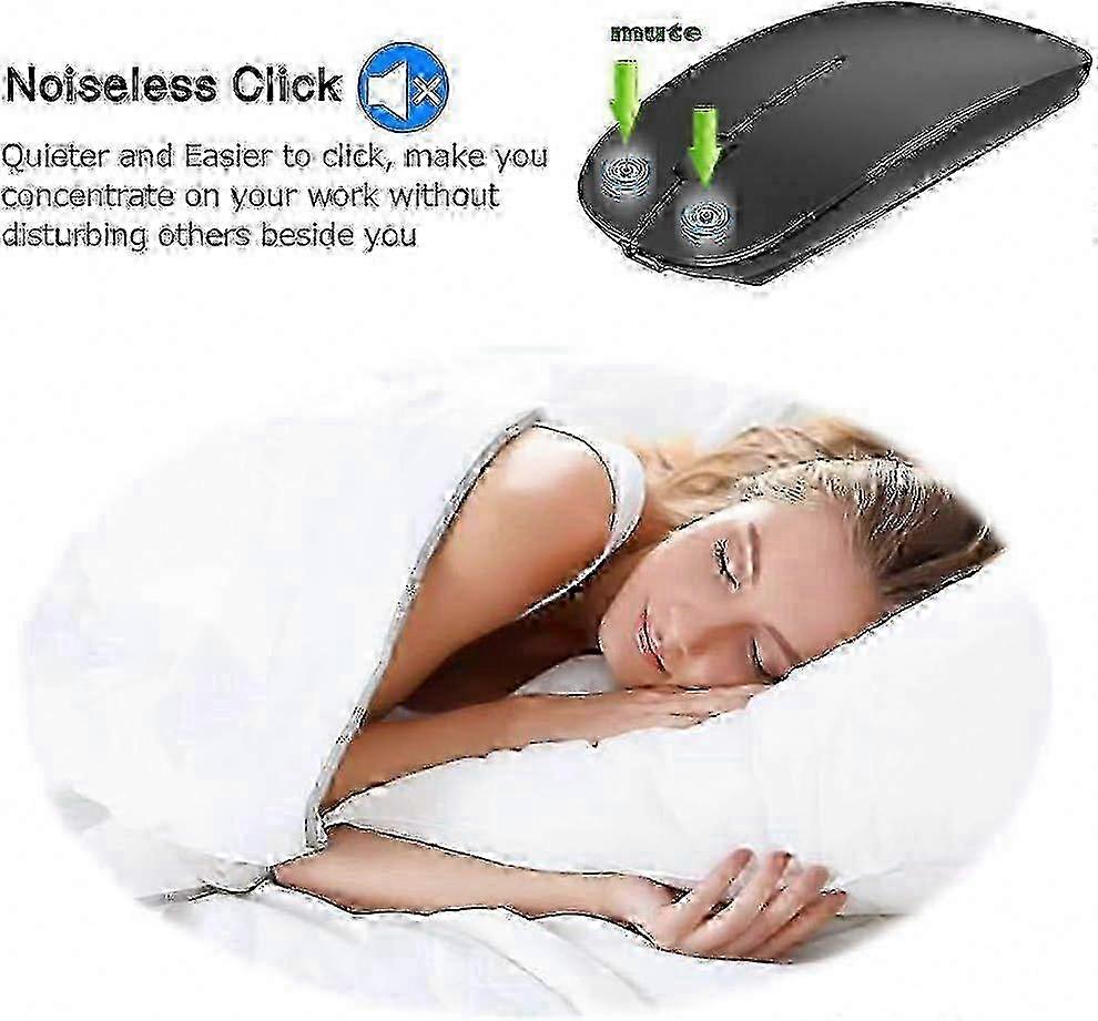 Wireless Bluetooth Mouse, Mute Click, 3-level Adjustable DPI, Rechargeable, Compatible with Laptop, PC, Tablet