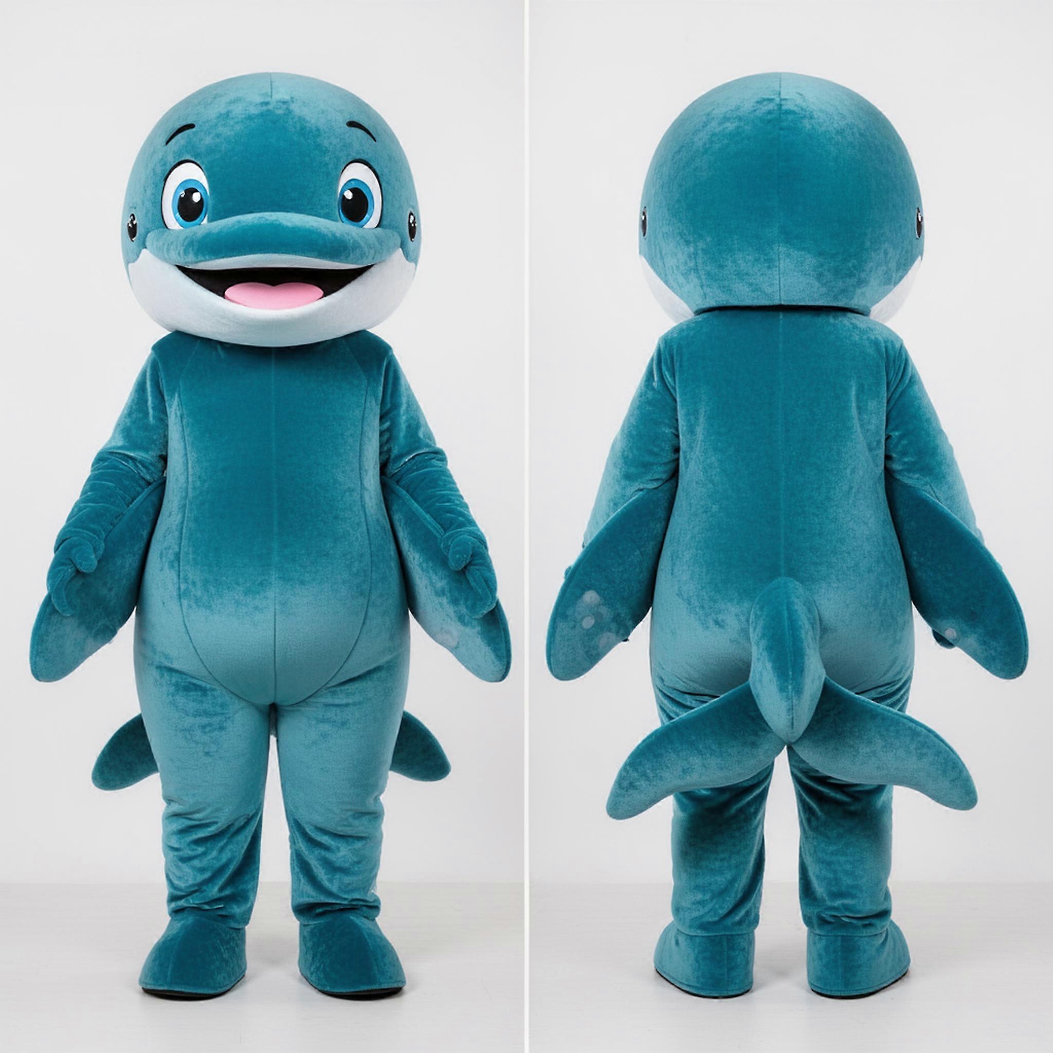MASTICOT Teal Cartoon Blue Whale Mascot
