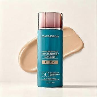 Colorescience Sunforgettable Face Shield Flex SPF50 getinte minerale zonnebrandcrème, lichtgewicht, natuurlijke dekking, waterbestendig, 55 ml
