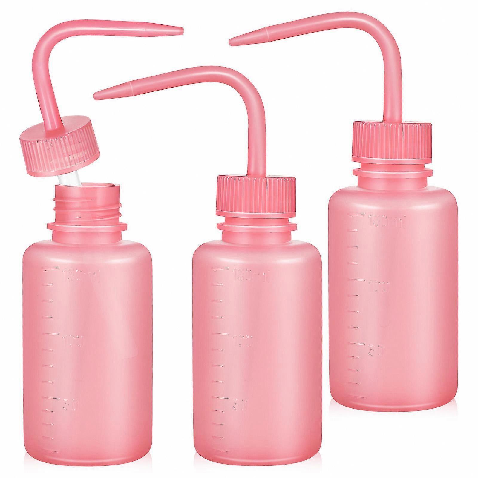 Lash Rinse Bottles Pink Angled Tips for Eyelash Extensions, 3-Pack Set