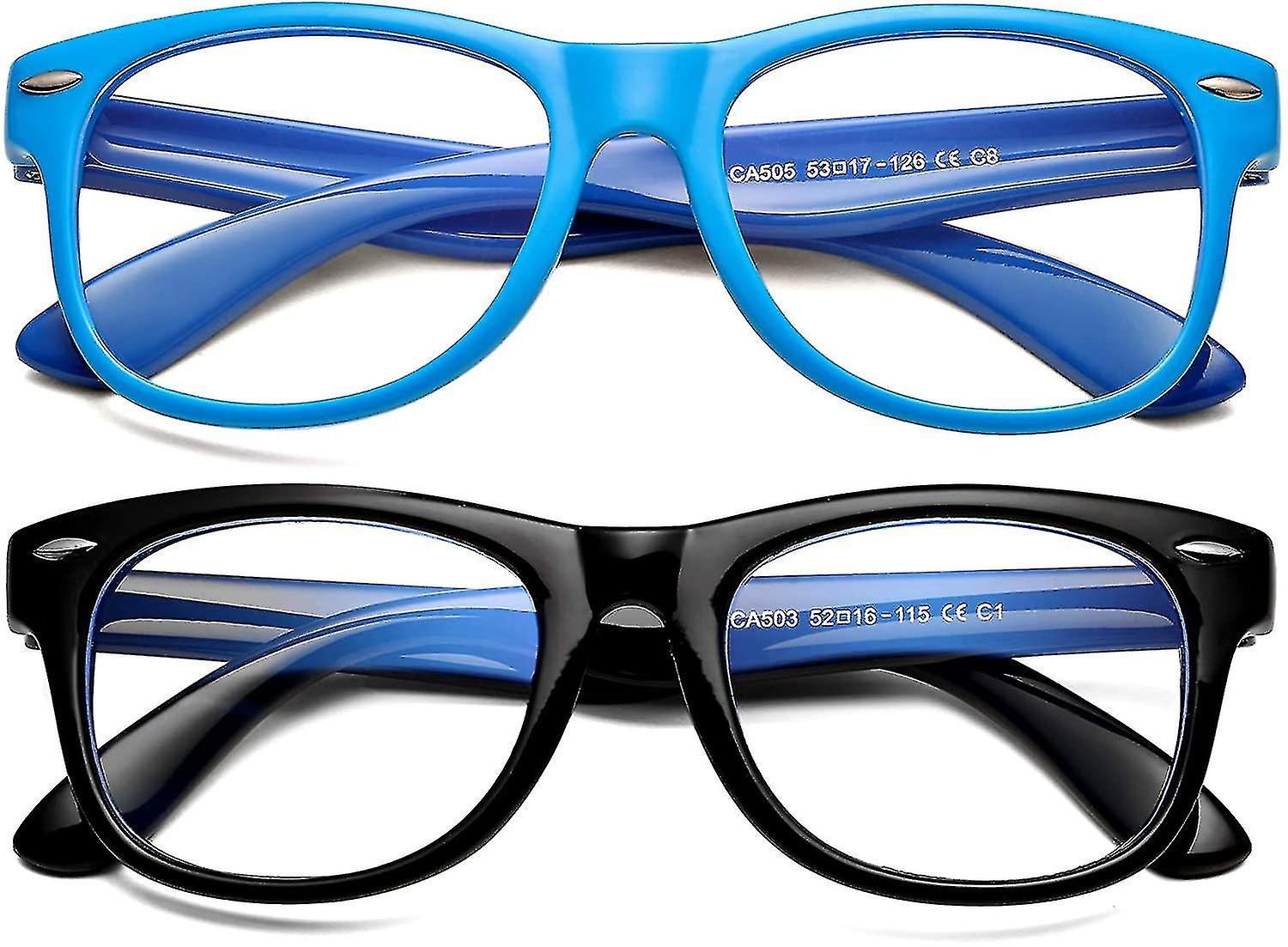 2 חבילות ילדים כחול אור חוסם משקפיים בנים בנות, נגד מאמץ עיניים & כאב ראש, מסגרת בלתי שבירה, גיל 3-12