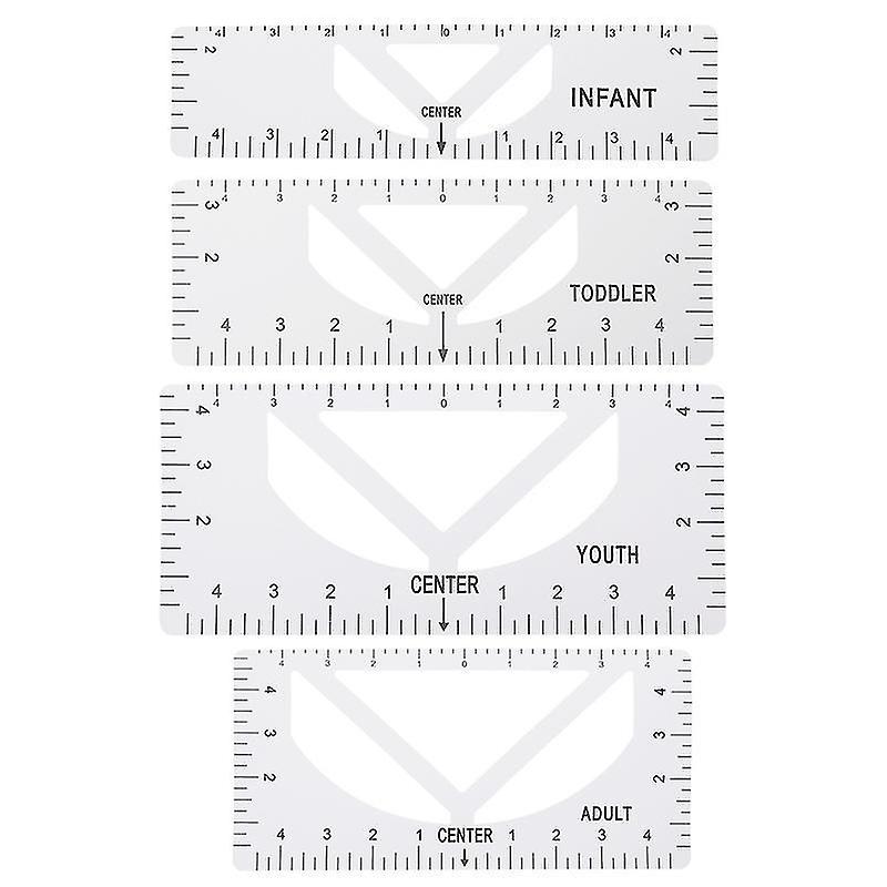 25.5X6.5cm White Textile Art Gauges & Rulers 1 Set/4pcs T-shirt Centering Alignment Tool T-shirt Tem