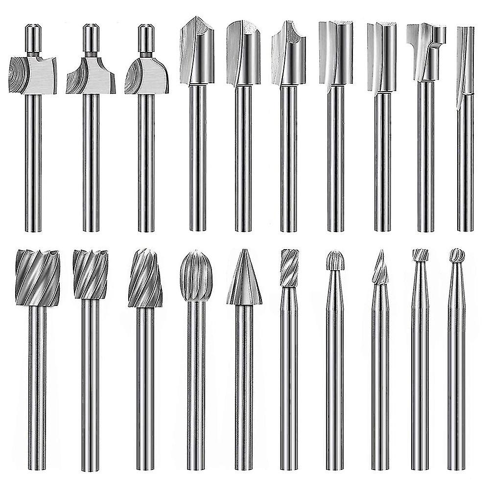 20pc Hss Router Carbide Engraving Bits For Dremel Router Bit Set 1/8 Inch(3mm) Shank For Dremel Pro