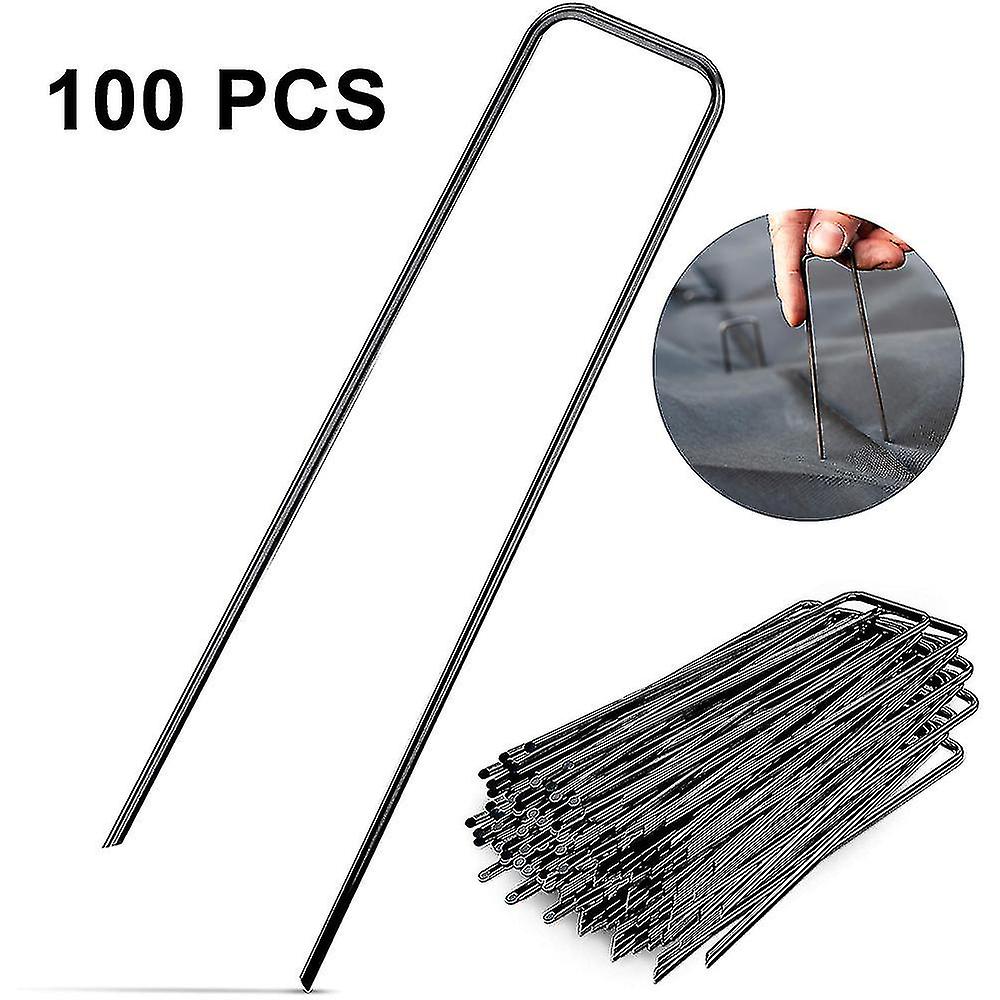 100pcs Ground Nails Galvanized Lawn Nails U-shaped For Fixing Artificial
