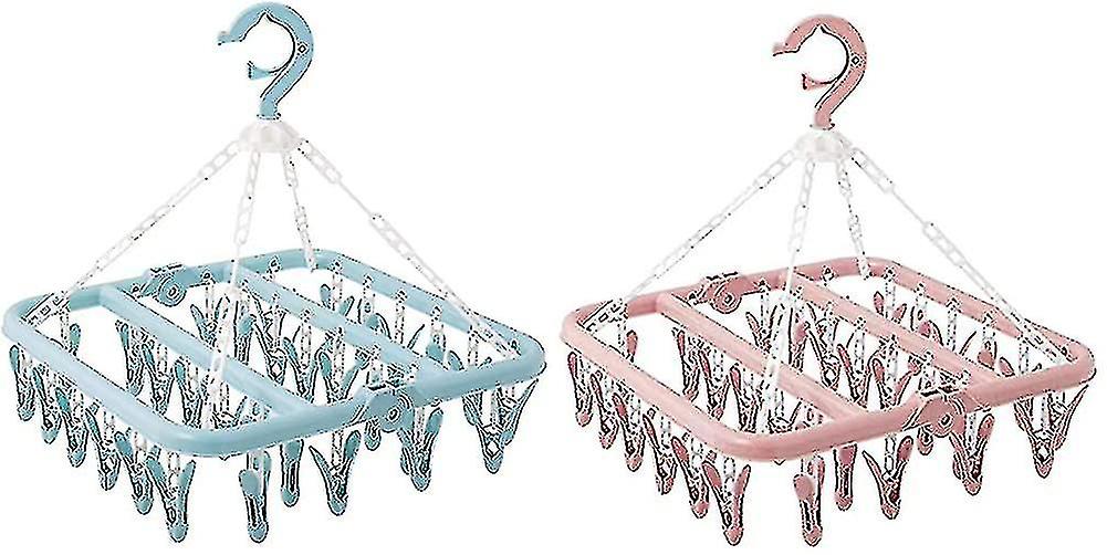 Underwear Hanger With 32 Clips Hanging Clothes Rack Foldable Plastic C