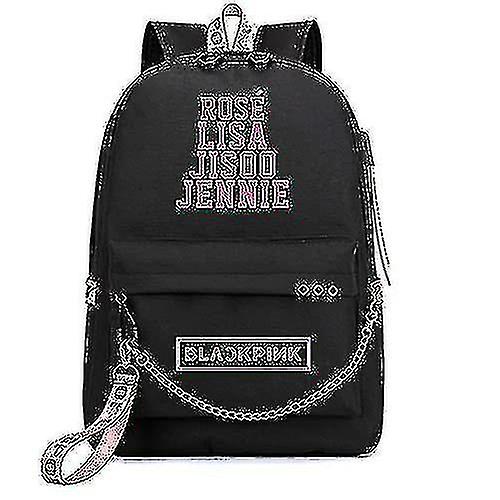 حقيبة ظهر Blackpink USB قابلة لإعادة الشحن حقيبة ظهر للطلاب حقيبة مدرسية-