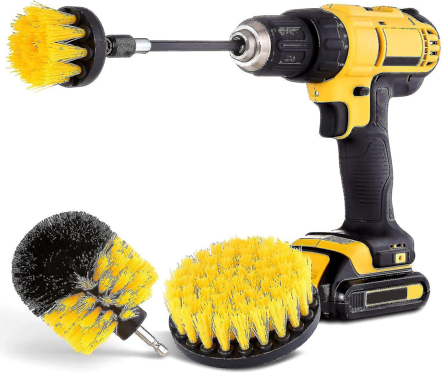 4 Pcs Drill Brush Attachment Set - Power Scrubber Brush Cleaning Kit - All Purpose Drill Brush With Extend Attachment For Bathroom Surfaces, Grout, Fl
