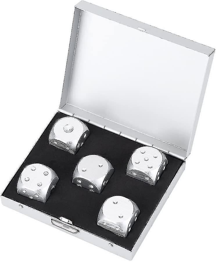 5pcs Aluminium Alloy Table Game Poker Games Dices Set Storage Box gold square Box