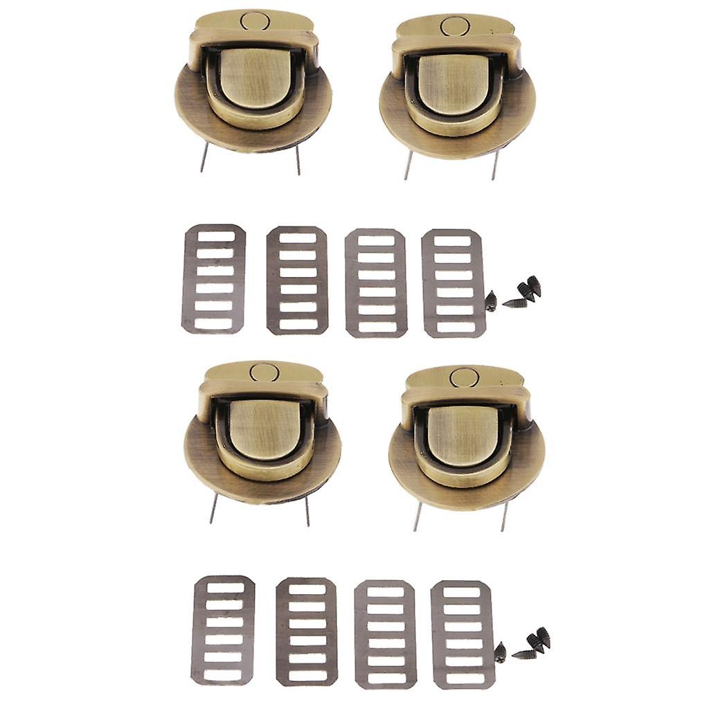 4x Bag Closure Catch Tuck Lock Clasp Fasteners for LeatherCraft Bronze Round