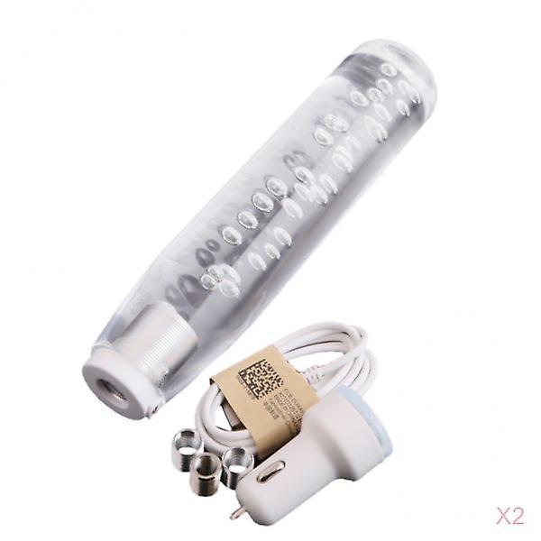 2 Sets 20cm LED Crystal Bubble Car Gear Stick Shift Lever Shifter Knob