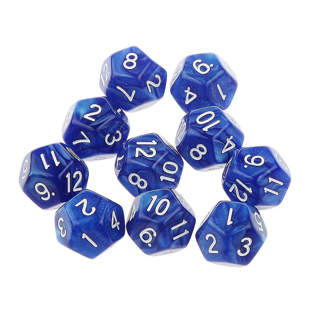 10pcs Twelve Sided Dice D12 Playing D&D RPG Party Games Dices Blue
