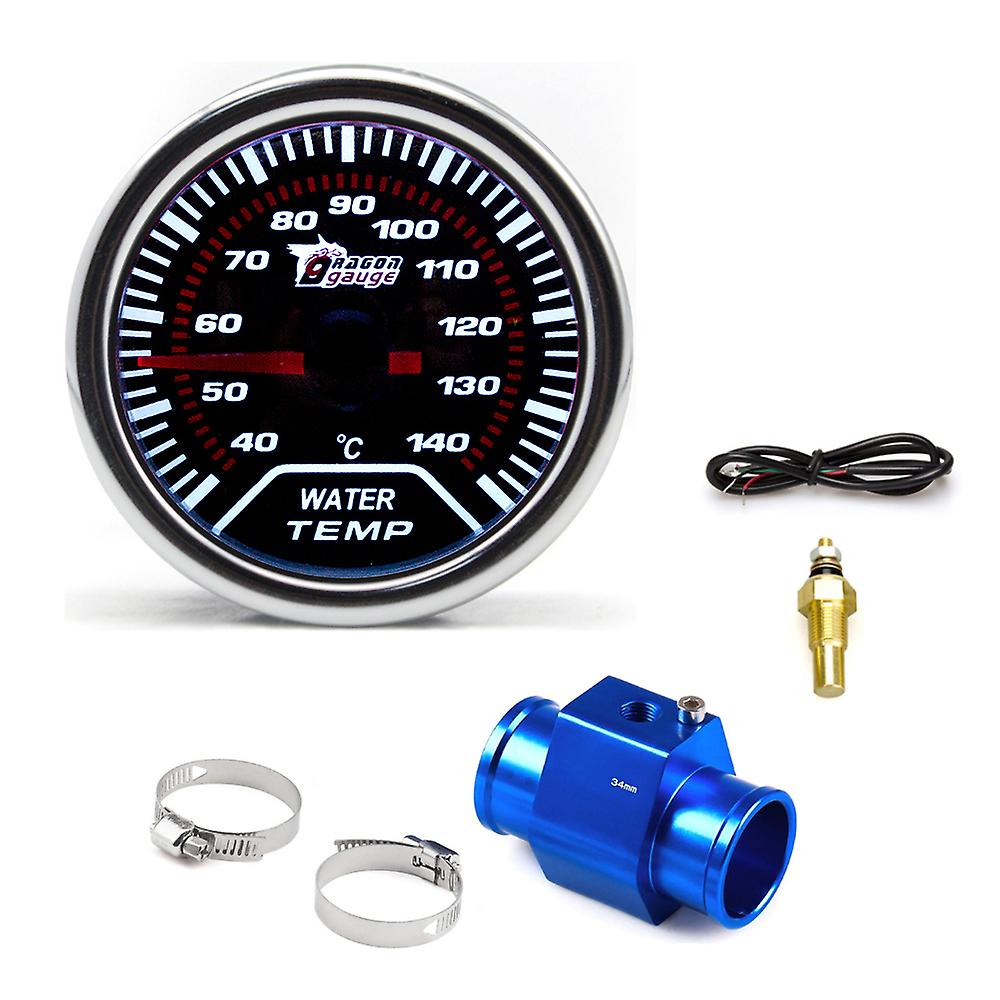 Indicatore della temperatura dell'acqua dell'automobile da 52 mm 40 ~ 140 con sensore di temperatura dell'acqua 1/8npt Adattatore sensore tubo giunto temperatura acqua 26 ~ 40mm misuratore auto