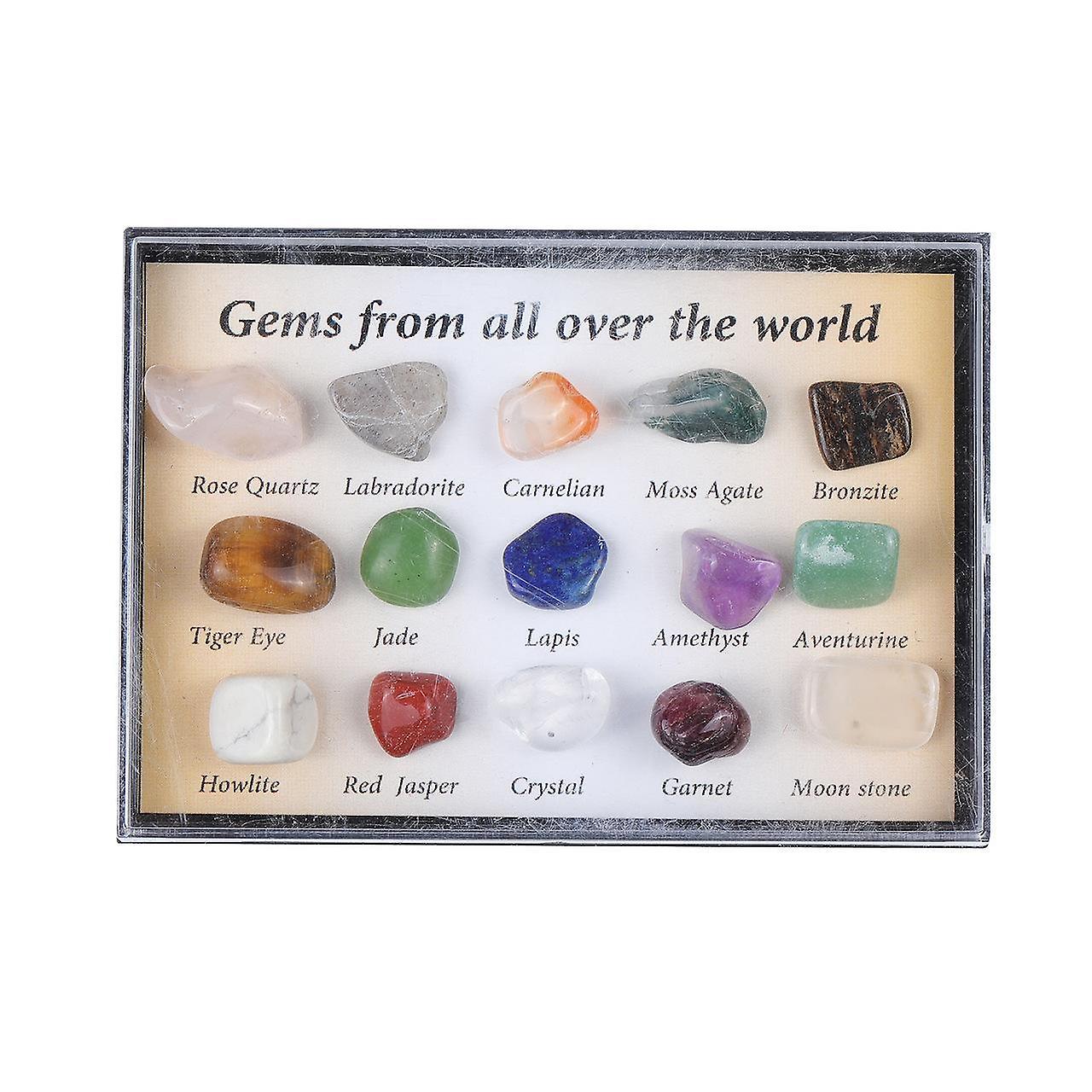 2 Pack Natural Crystal Stone Set – 15 Different Gemstone Samples