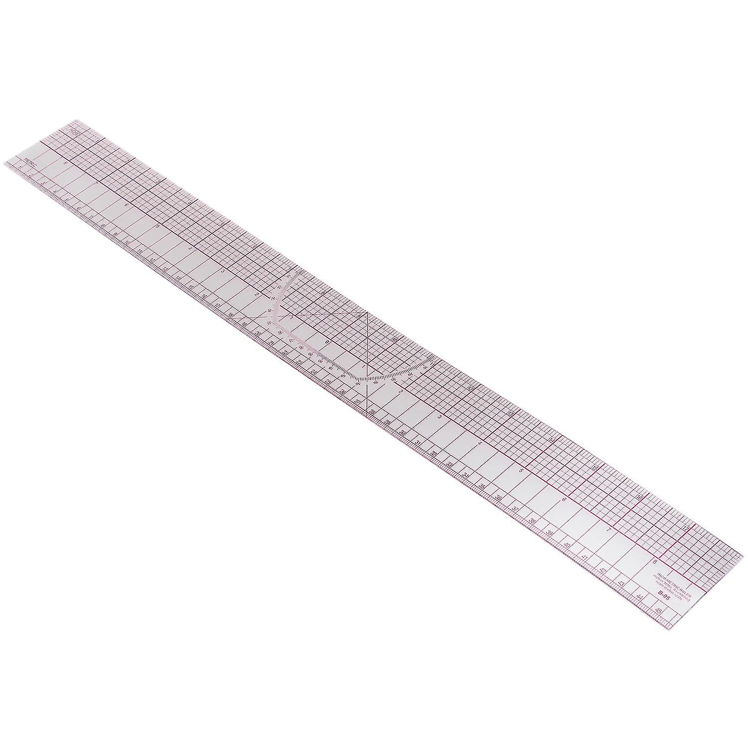 Drawing Tool Squares Angles Parallel Line Soft Plastic Metric Ruler Clear Pink