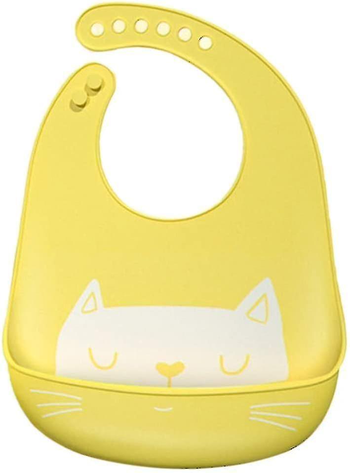 Soft Silicone Baby Bib. Adjustable Plastic Recuperative Bib - Cute Cat. Child