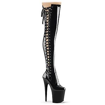 Pleaser Damen Stiefel Flamingo-3050 Swk Str Pat/blk