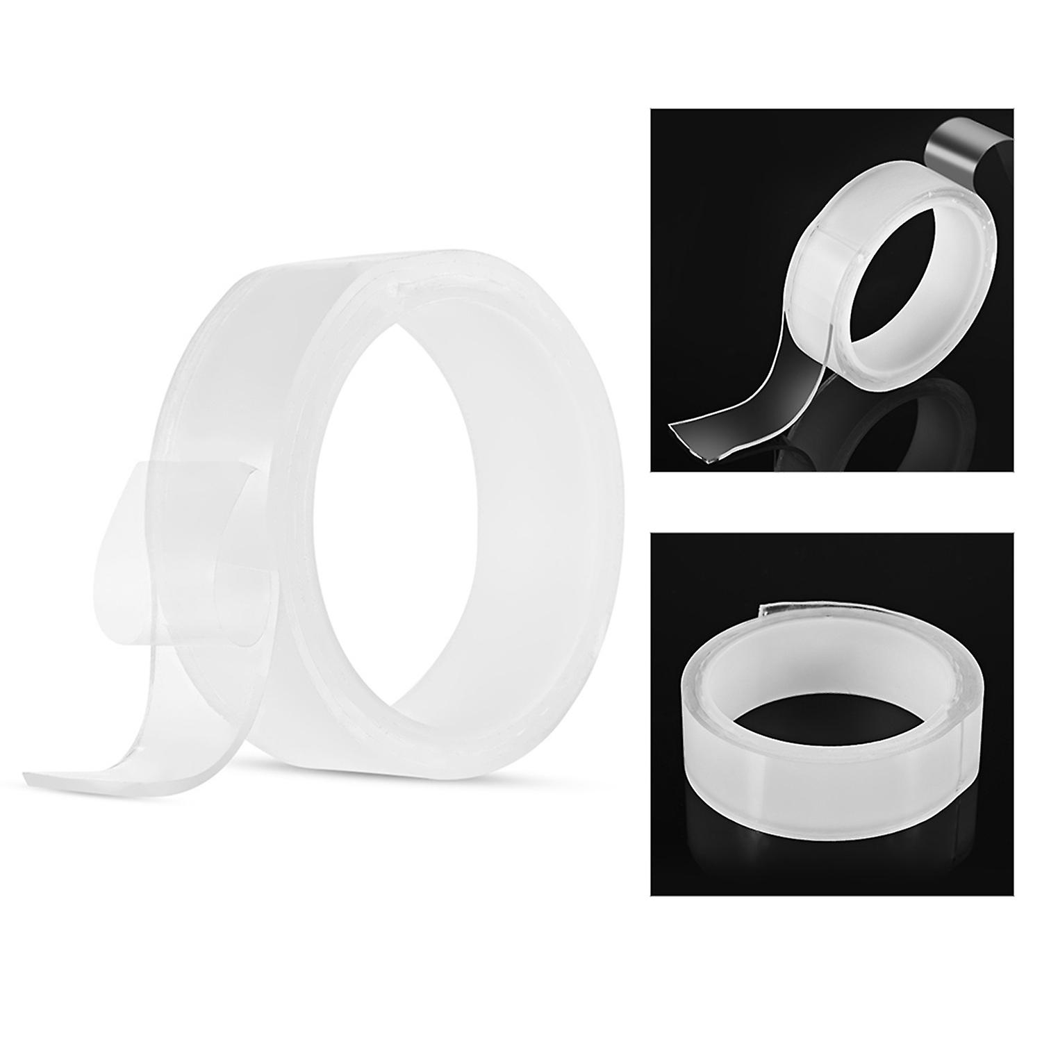 1m/3.3ft Washable Traceless Double-sided Adhesive Tape Removable Reusable Anti-slip Transparent Nano