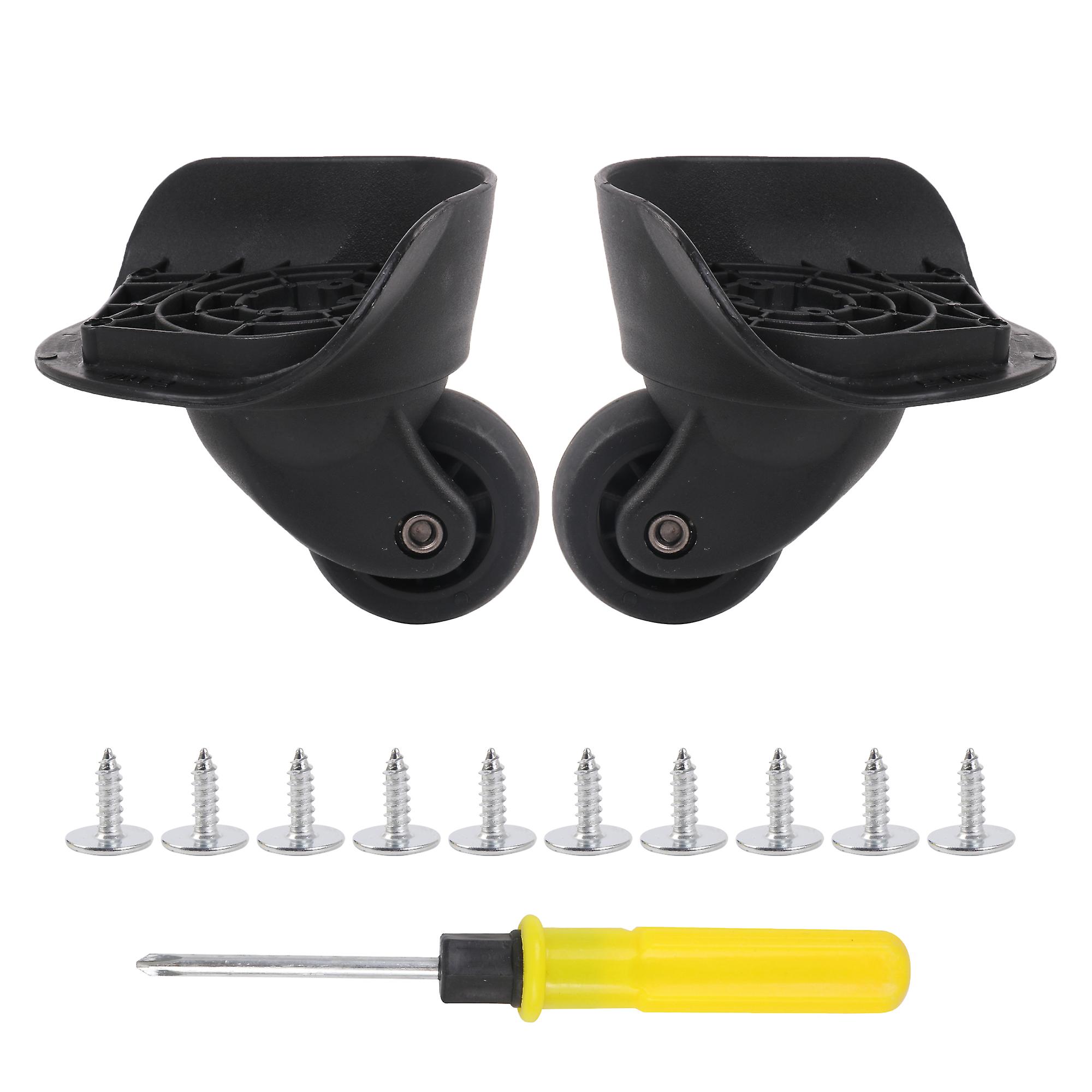 2 Pcs Black Plastic Suitcase Repair Spinner Wheels Rollers 3.62Inch W197