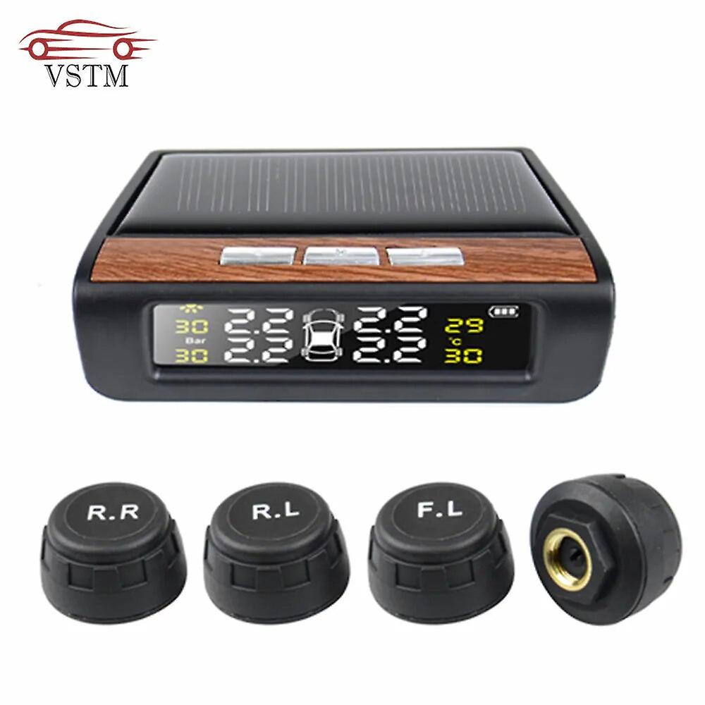 Tpms Tire Pressure D68 External Sensors Car Monitoring System Solar Energy Digital Display Auto Tyre Security Alarm System