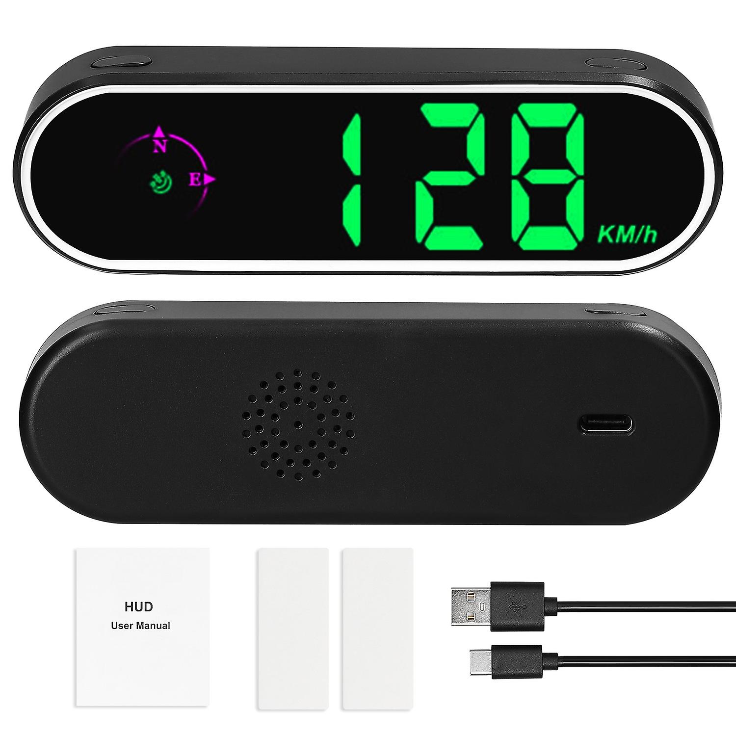 Car Headup Display GPS Digital Speedometer with Colorful LED Display Clock & Compass Function Oversp