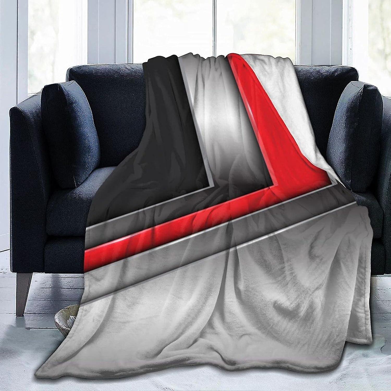 Plush Flannel Blankets - Red Grey Pattern Sherpa Throw Blanket - Ultra Softffy Bedding For Living Room Sofa Decor All Seasons