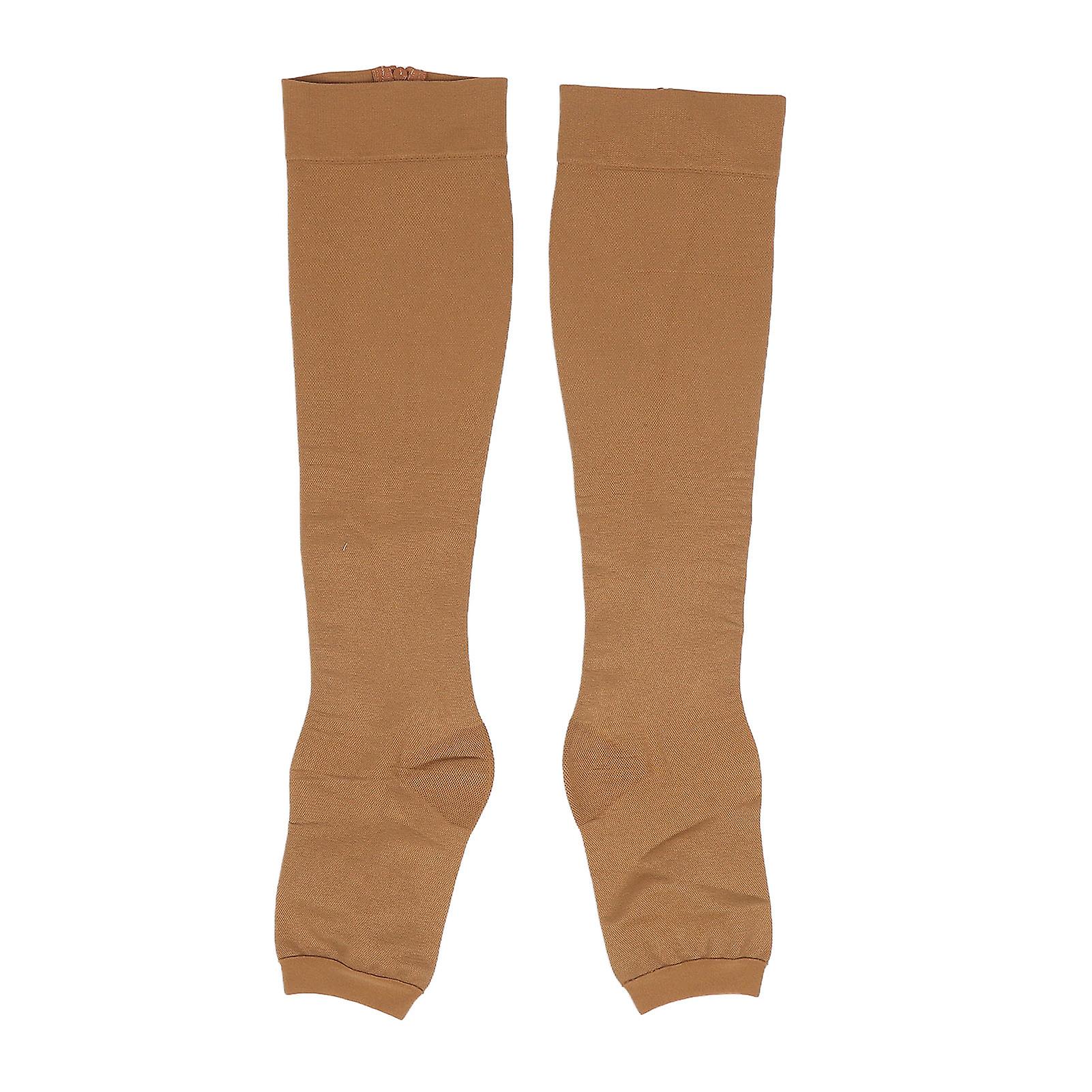 Zipper Compression Socks Calf Knee High Open Toe Stocking Mid Tube for Sequential Decompression XXL