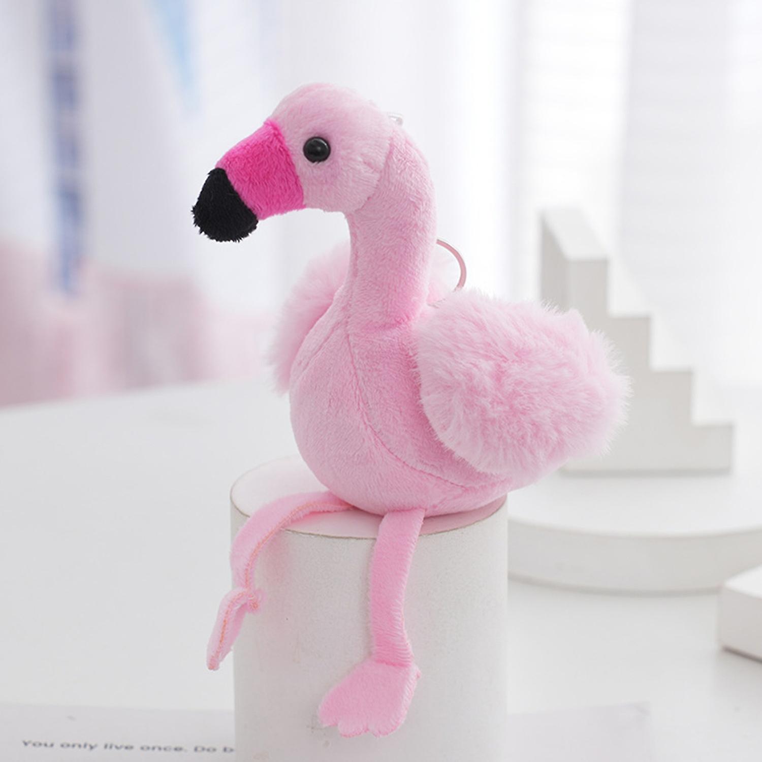 Bird Plush Keychain Alloy Chain Buckle Pink Feather Bird Doll Plushie Hanging Ornament Soft Cute