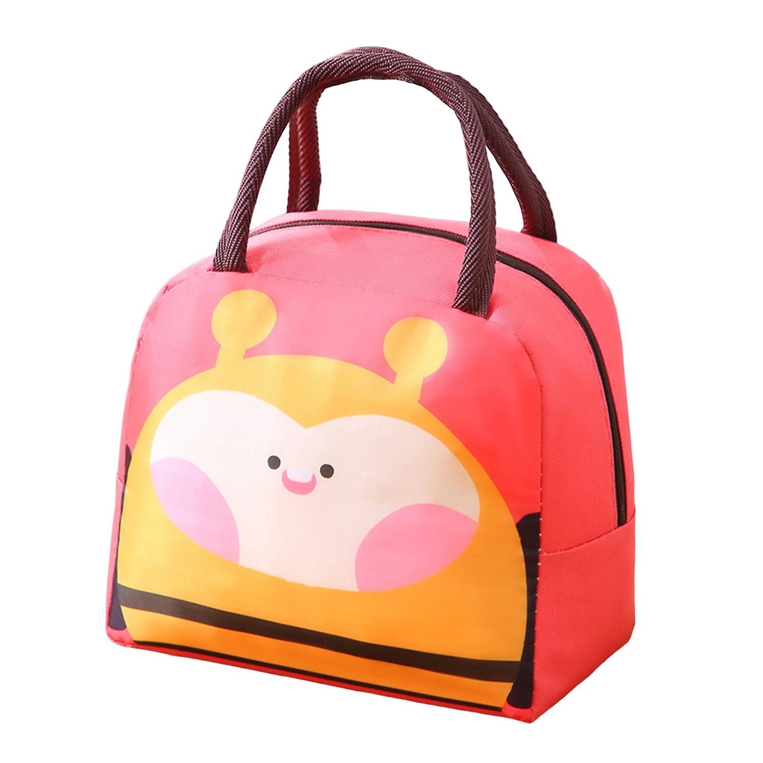 Lunch Box Bag Cartoon Pattern Waterproof Zipper Closure Large Capacity with Handle Oxford Cloth