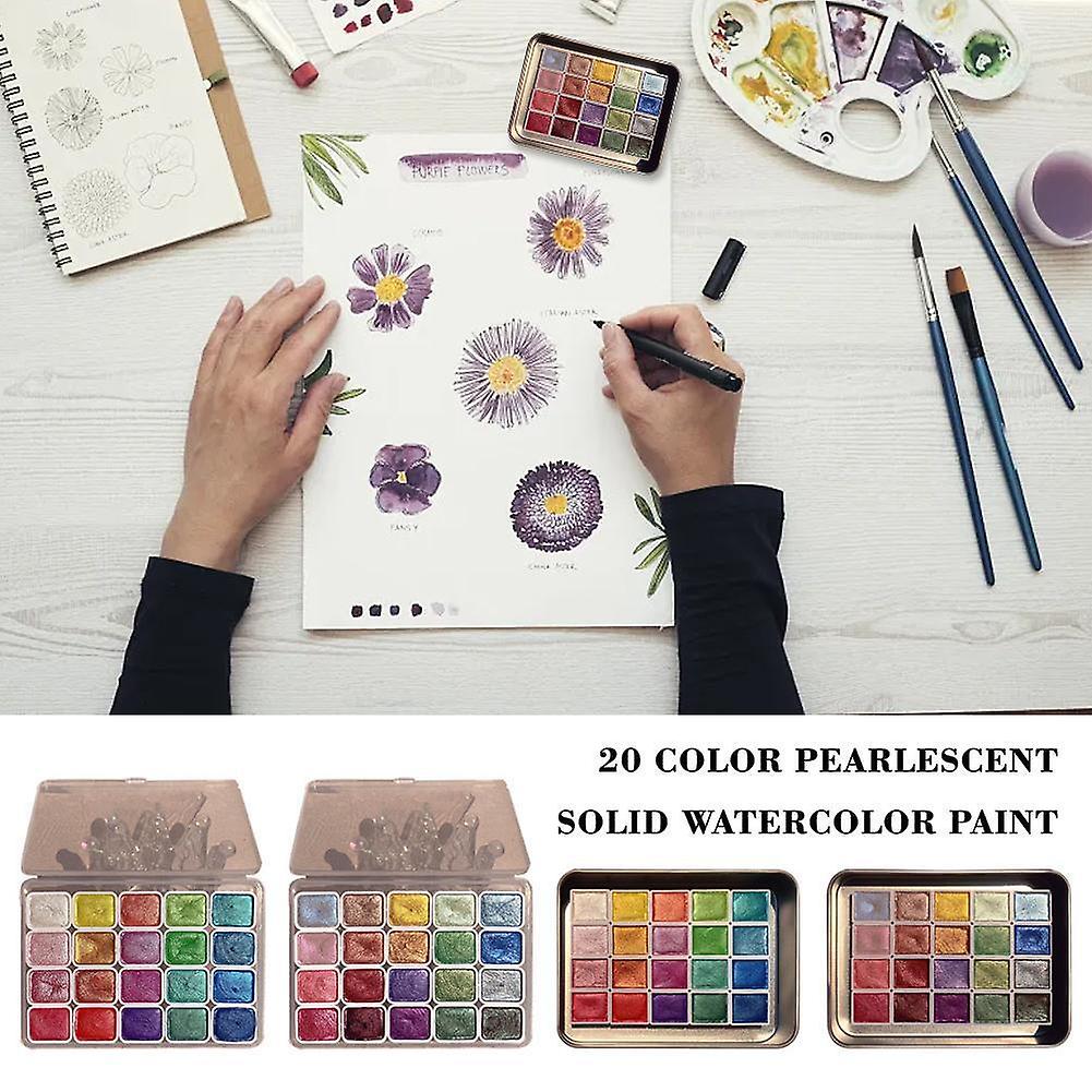20 Farben Aquarell Malerei Pigmente Set Perlglanz Glitzer Aquarellfarbe