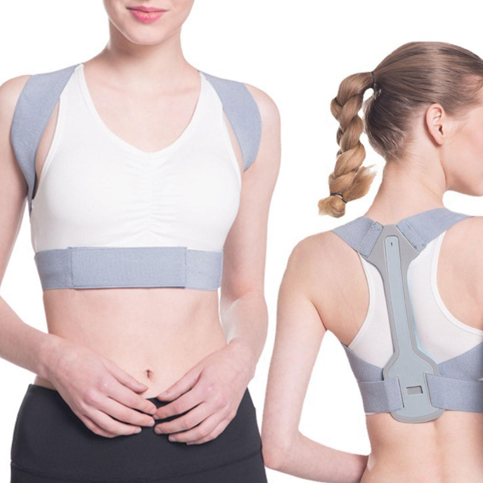 Posture Corrector Gray M Adjustable Soft Breathable Upper Back Brace