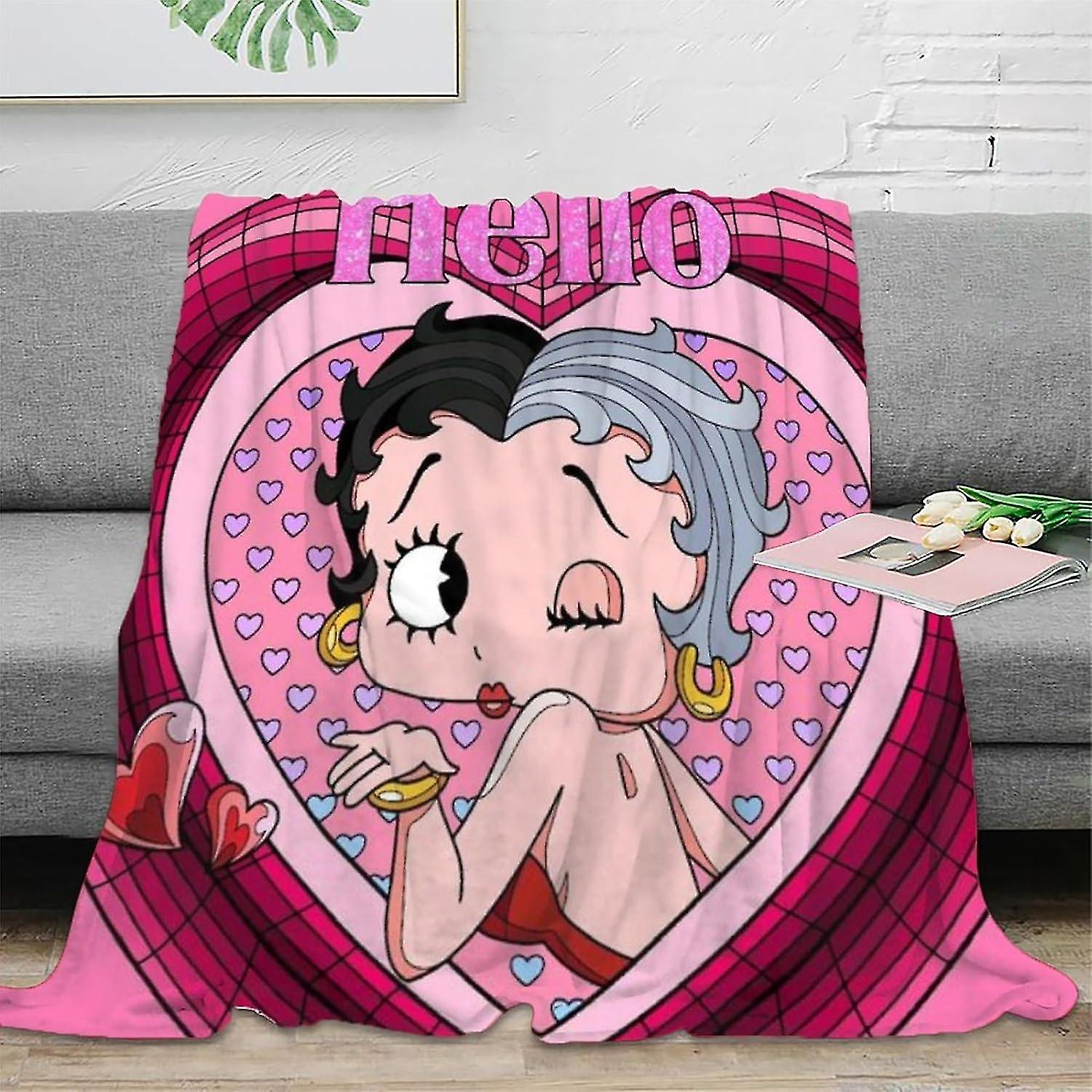 Adult Blanket3d Betty Boop Print Flannel Blanket Spring Warm Blanket Throw Fluffy Throws Blankets Microfiber Soft Comfortable Digital Printing Plush B