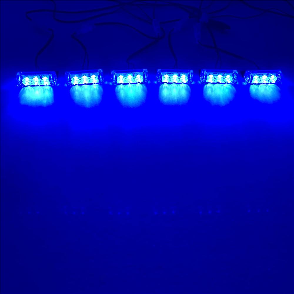 6x3 LED Red Blue Amber Car Grille Strobe light Police Fireman Car Front Bumper strobe Emergency light Flashing Warning lamp 12V
