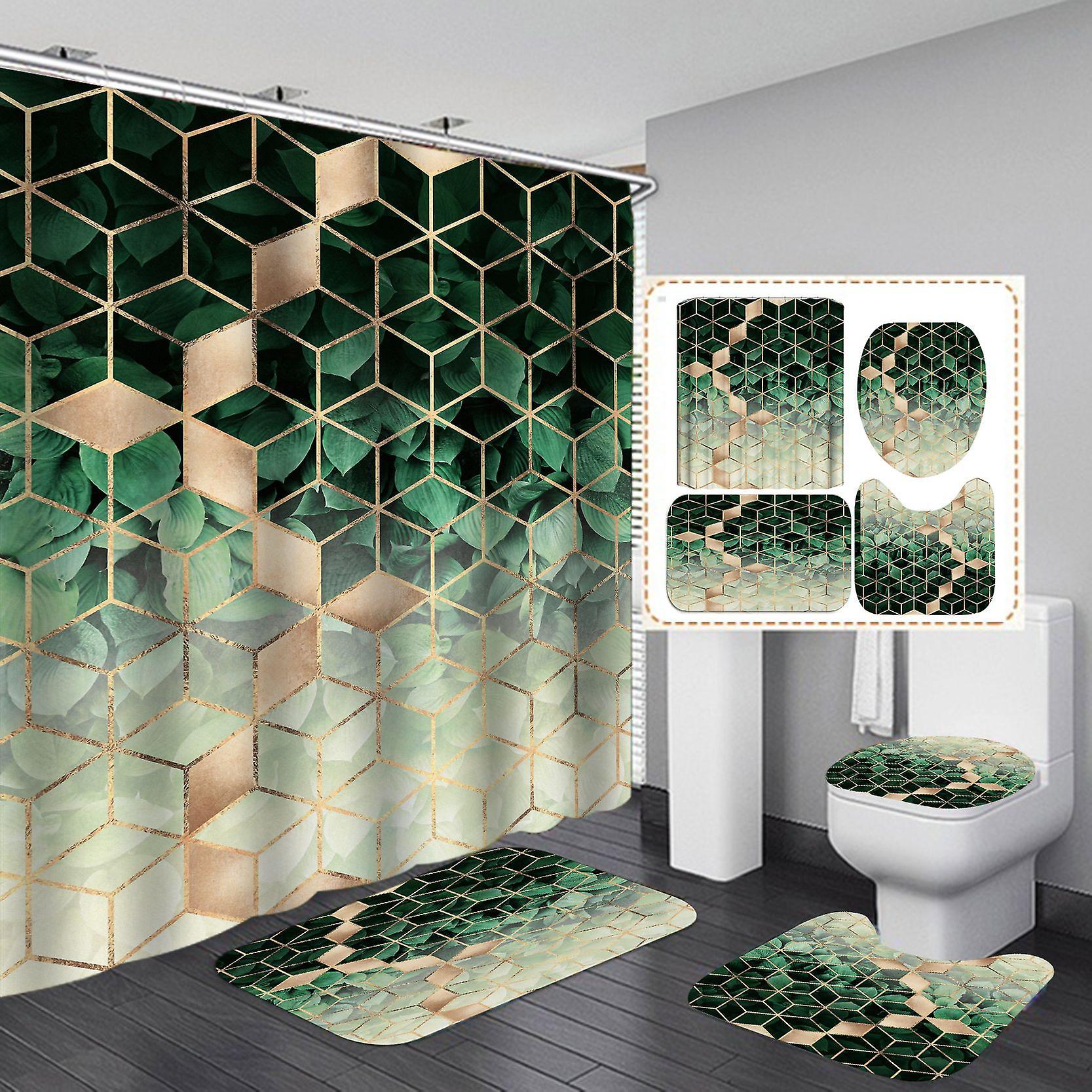 Shower Curtain+Bath Mat Set (Style 1)