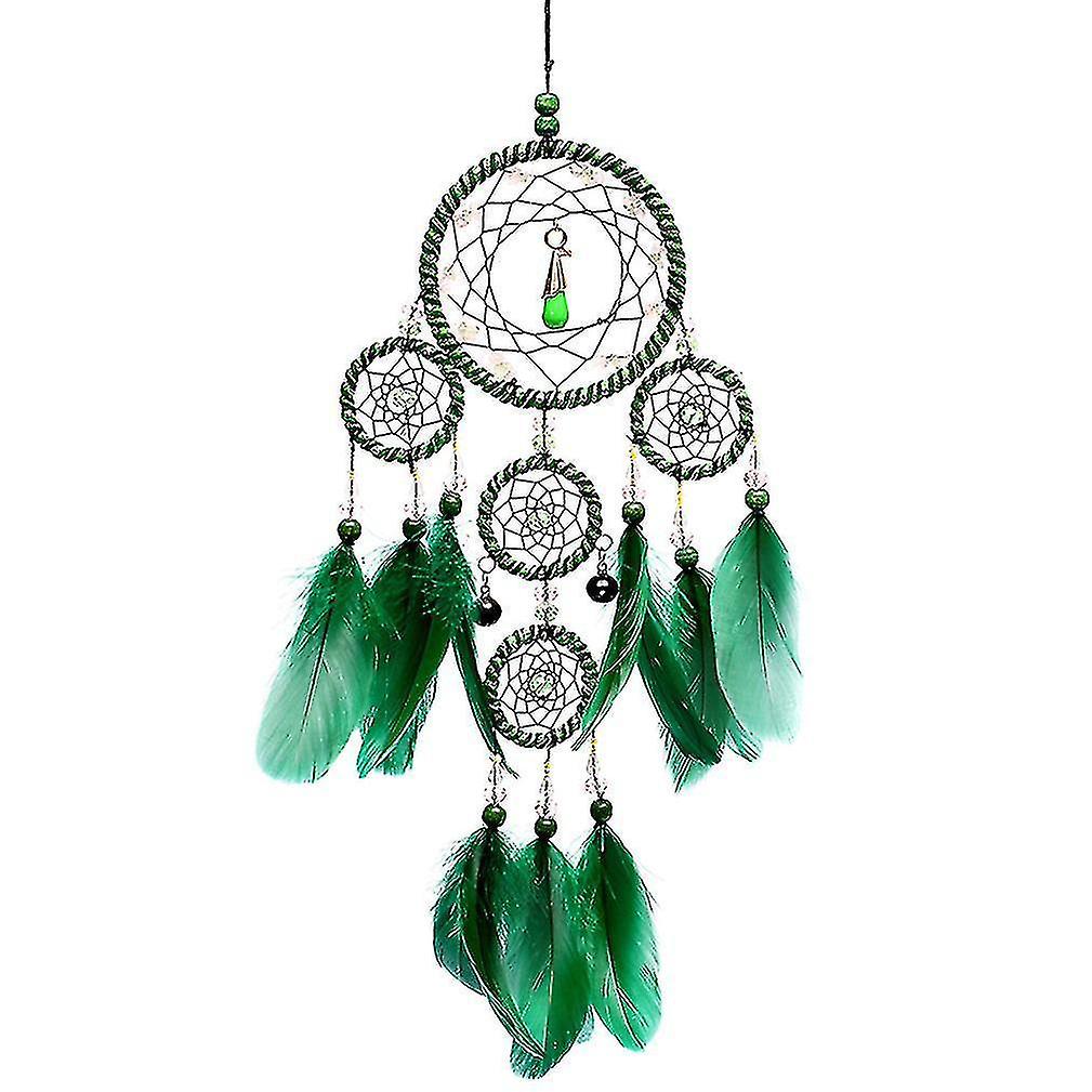 Green Feather Dream Catcher Handmade Wall Hanging Pendant Woven Art Décor Crafts