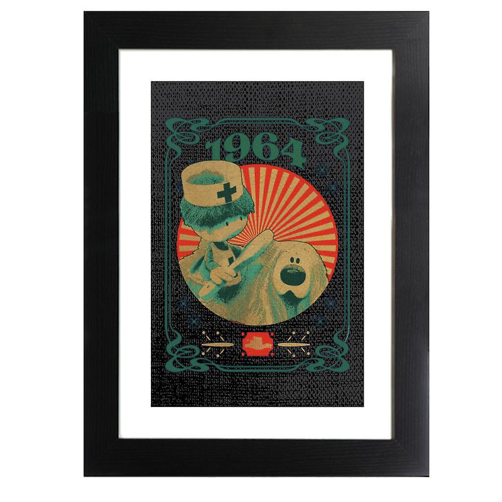 The Magic Roundabout Retro Brush Dougal Framed Print
