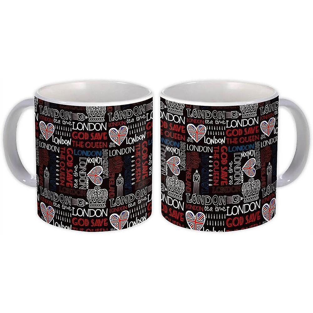 Geschenk-Becher: London Text Pattern Dream