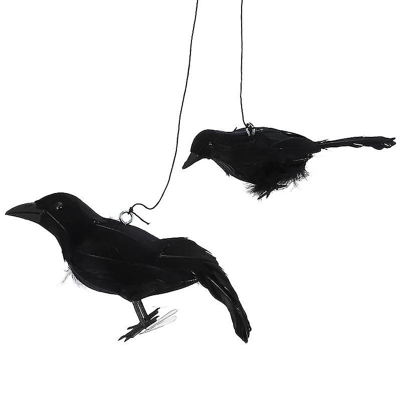 2pcs Simulation Crow Adornment For Halloween Decorations