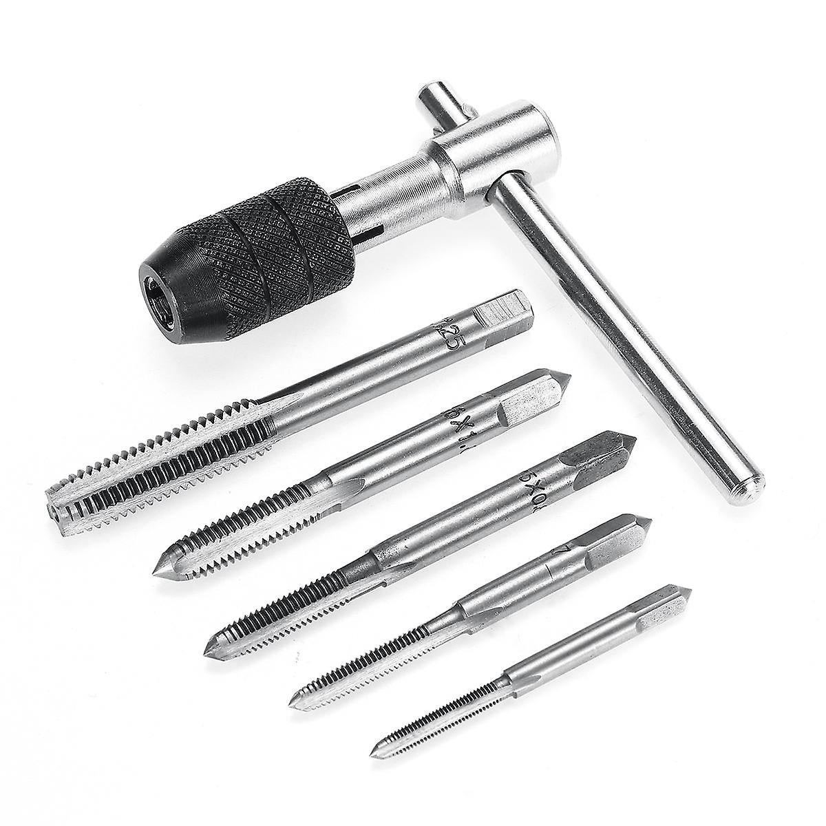 M3-m8 Tap Drill Set T Handle Ratchet Tap Wrench Machinist Tool With Screw Tap Hand