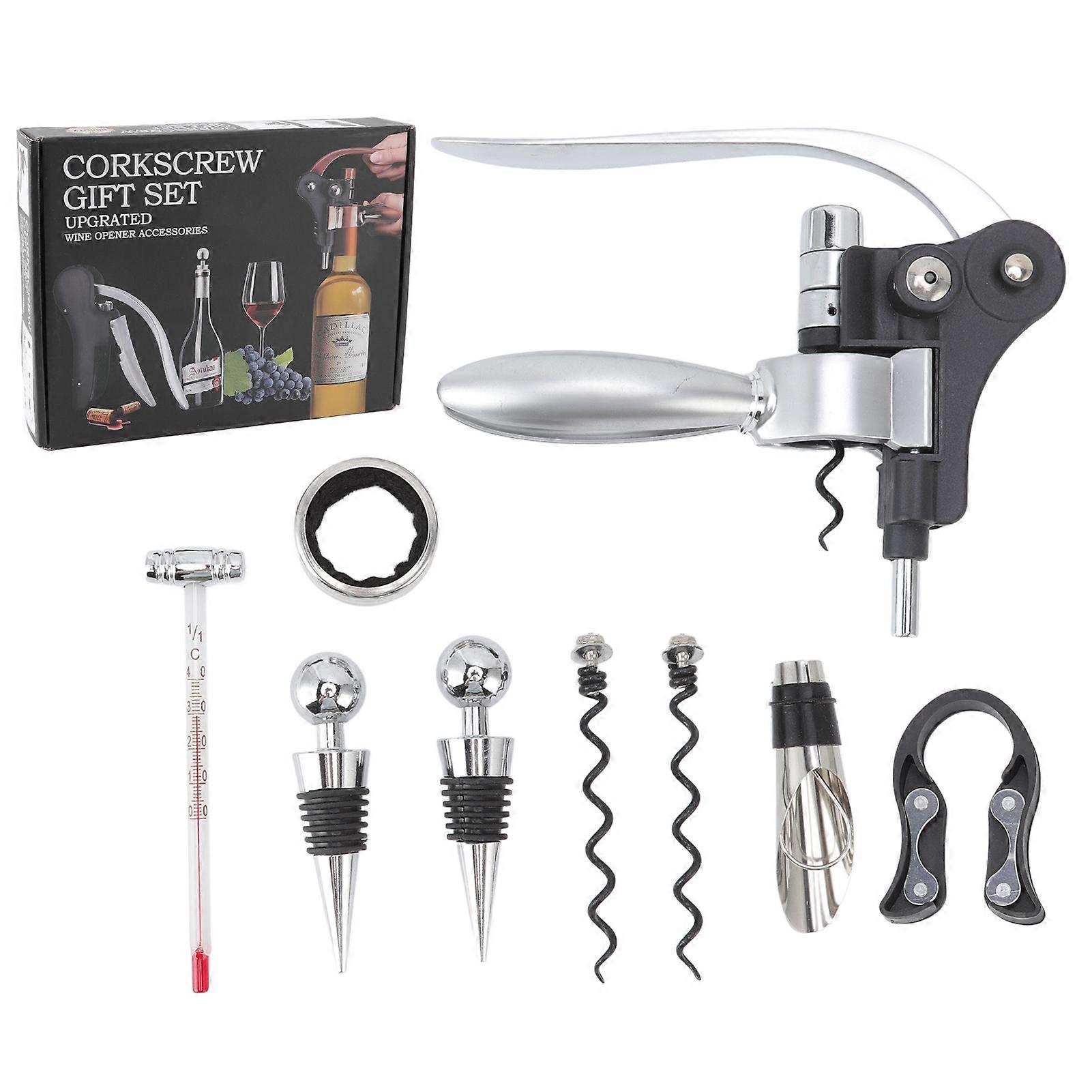 Wine Opener Set, Corkscrew, Foil Cutter, Pourer Stopper