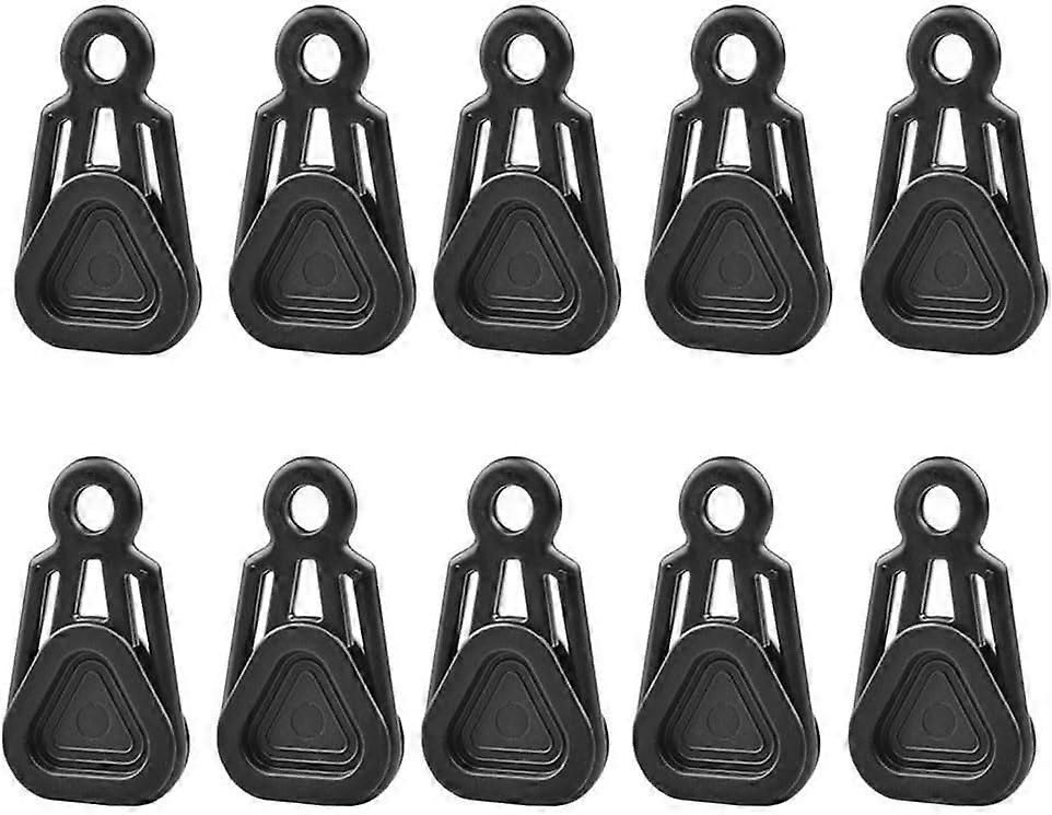 10 Pack Heavy Duty Tent Clips with Locking Mechanism, Windproof and Tear-Proof (Black)
