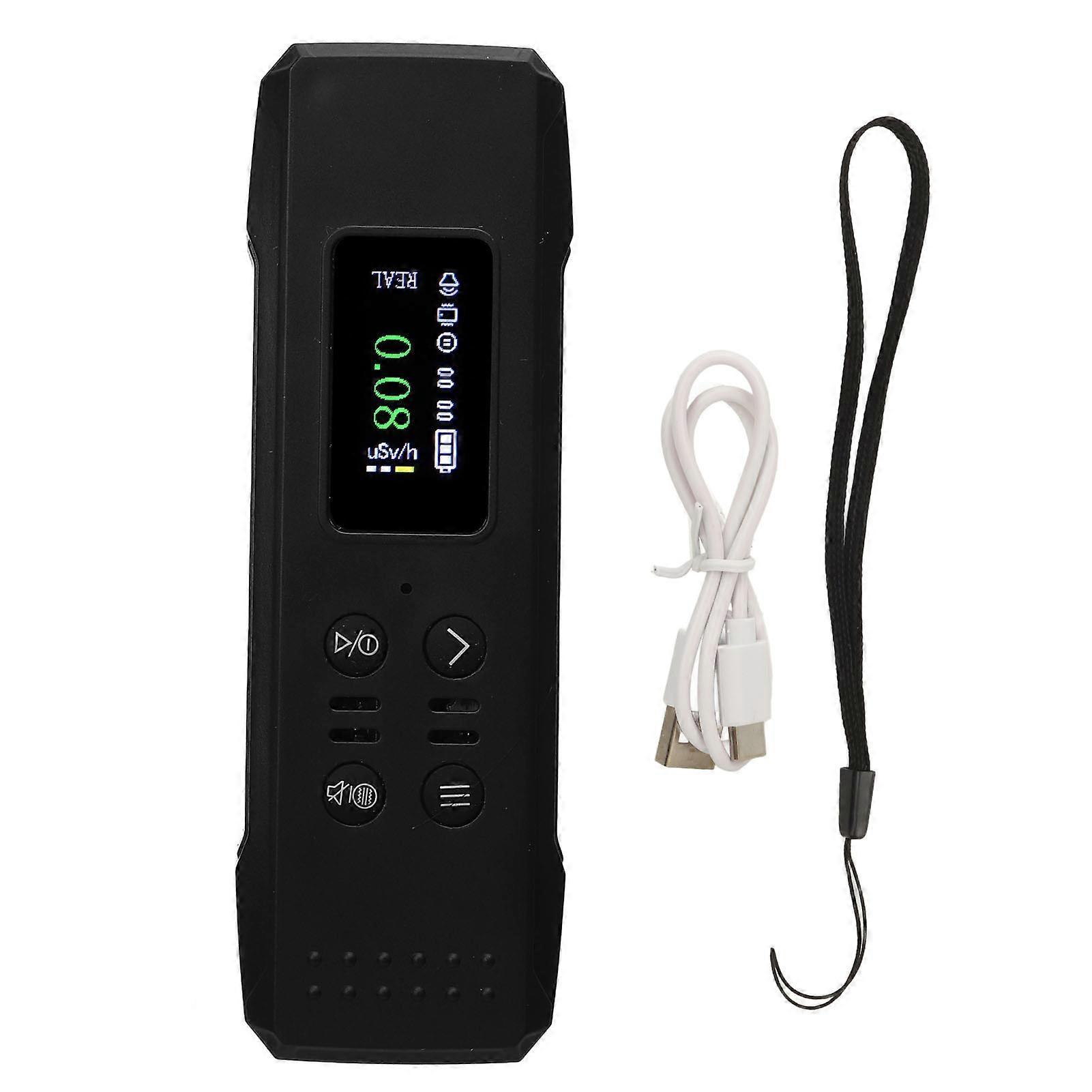 Cordless Nuclear Detector, 0.08μSv/h To 9999μSv/h Nuclear Radiation Detector High Sensitivity Alarmer Display Geiger Counter, for γ X β Ray(Black)