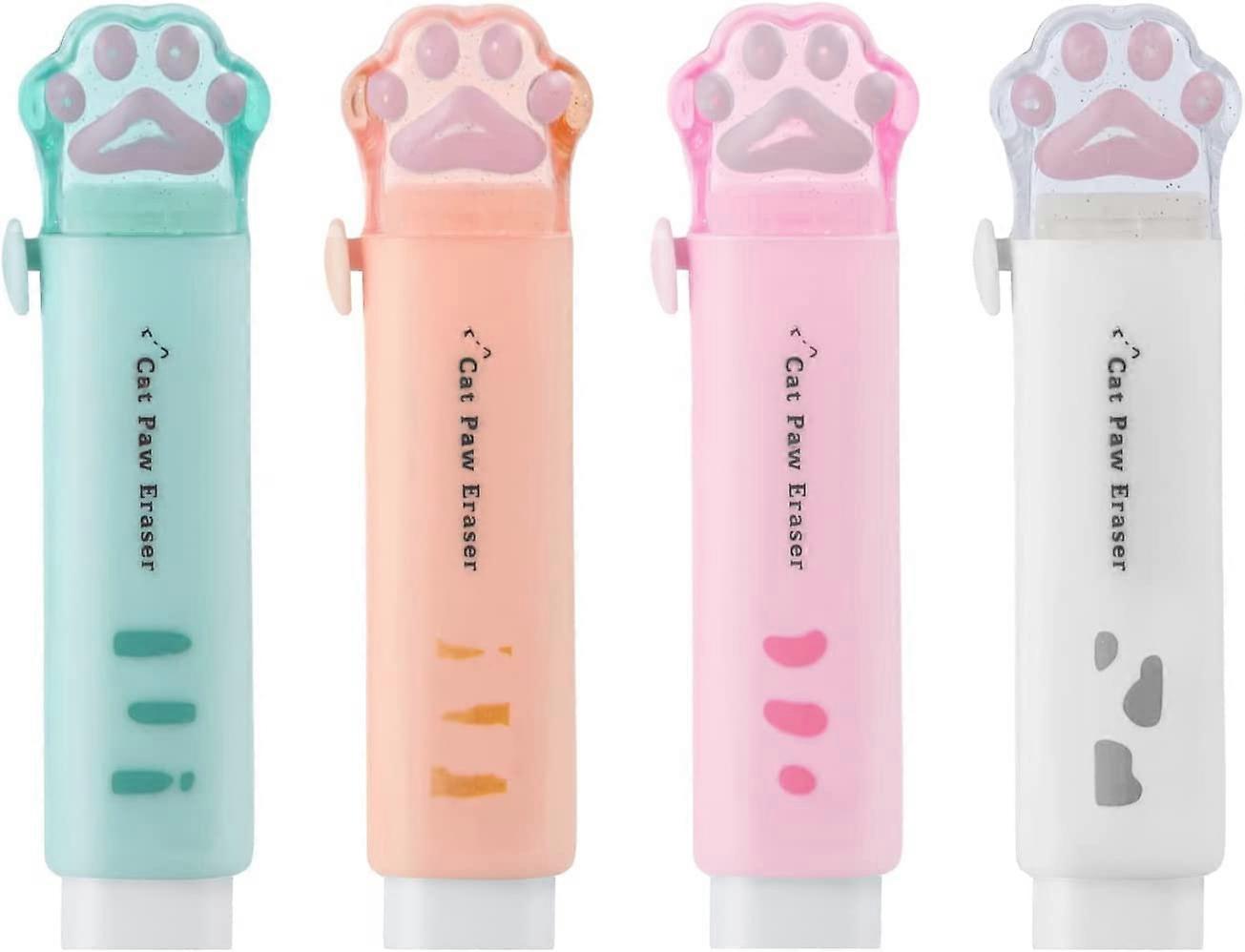 4pcs Colored Eraser, Retractable Erasers Cute Cat Paw Eraser Kawaii Cat Eraser Cute Cat Paw Shaped Retractable Erasers
