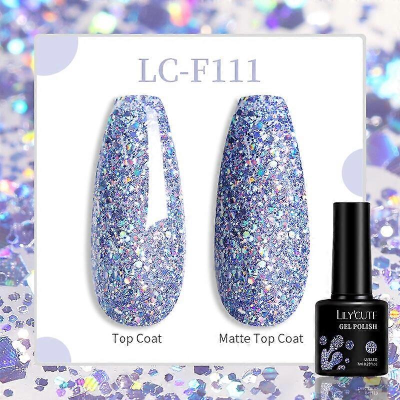 7ml Reflective Nail Gel Polish Sparkling Effect Top Coat Glitter Iridescent Semi Permanent Soak Off UV LED Gel VarnishLC-F111