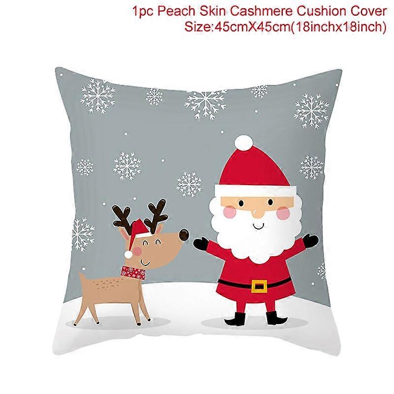 Merry Christmas Decorations For Home Reindeer Santa Claus Tree Cushion Cover Christmas Ornament 2021 Xmas Gift New Year 2022
